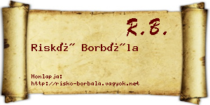 Riskó Borbála névjegykártya